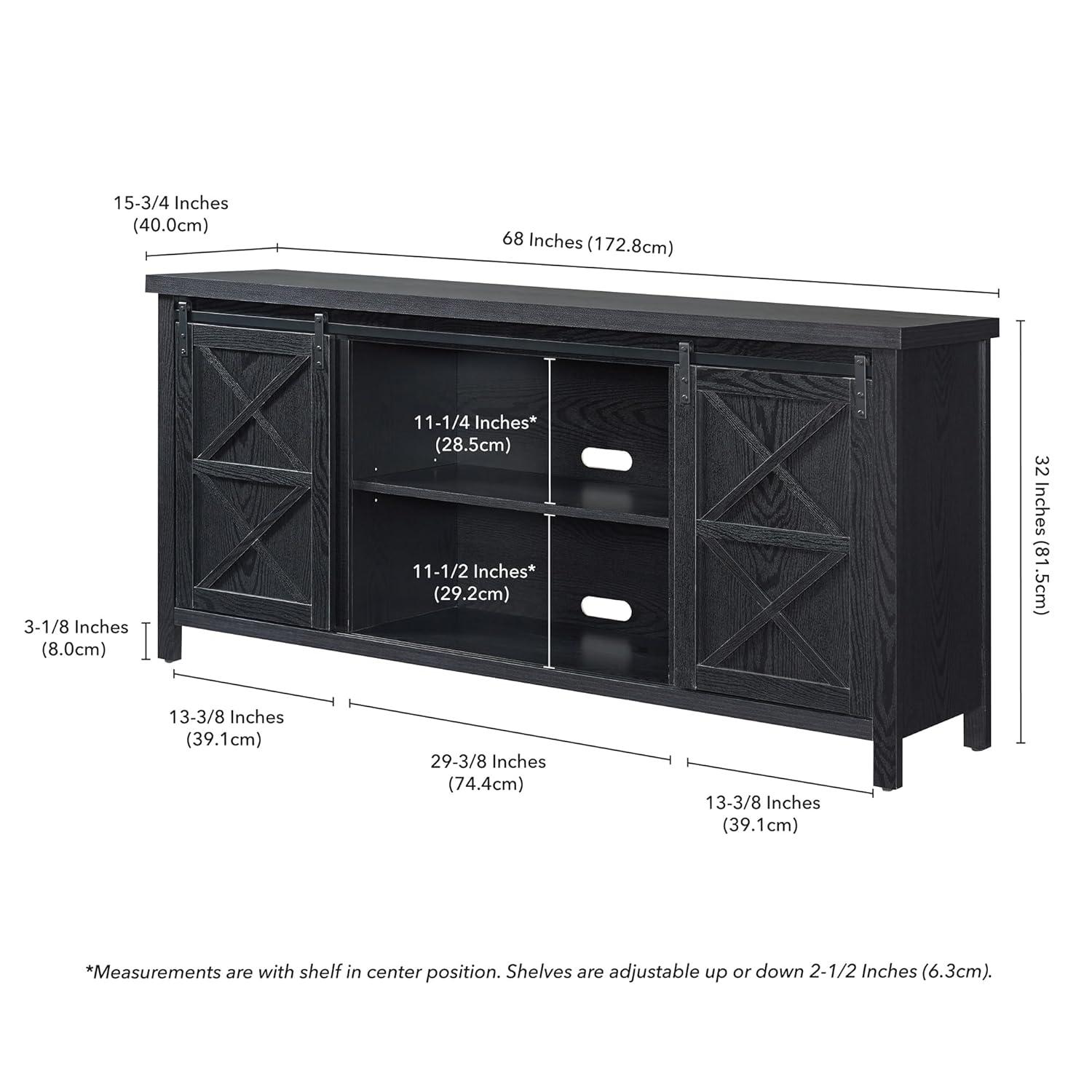 Evelyn&Zoe Elmwood Rectangular TV Stand for TV's up to 75", Black Grain