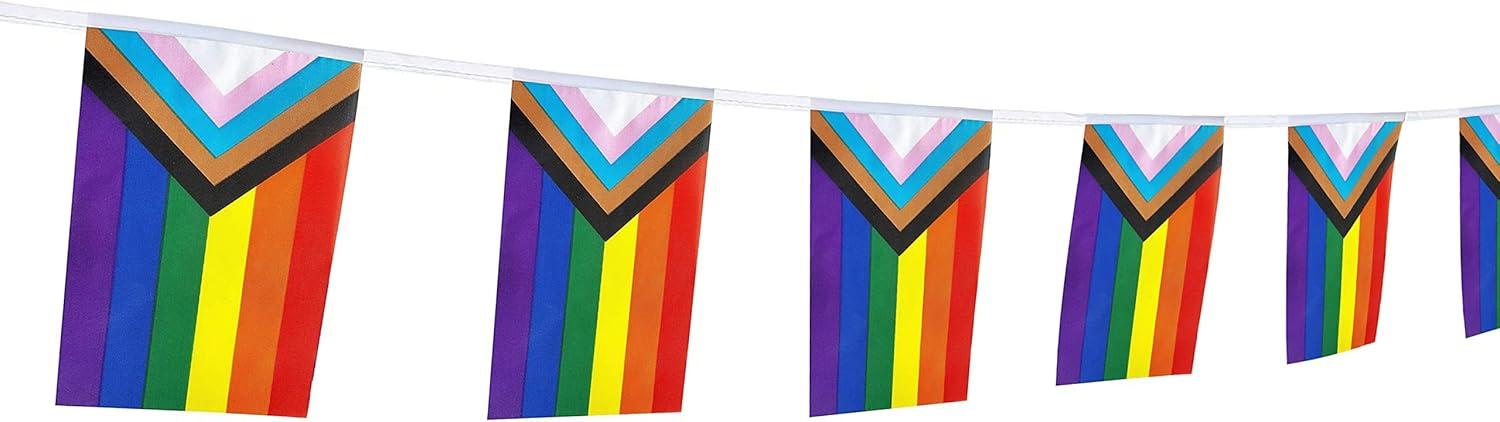 Rainbow Pride Flag,100Feet/76Pcs Rainbow Festival Decoration Pennant Flags Banner,Party Decorations Supplies for Decoration,Rainbow Holiday Decoration.