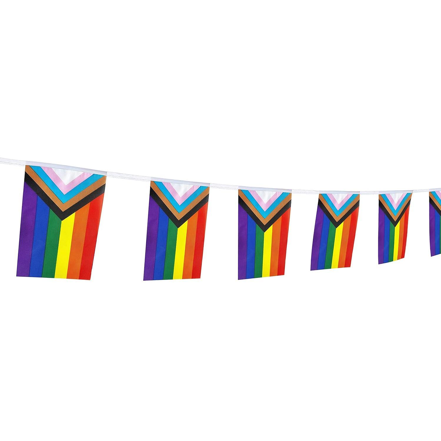 Rainbow Pride Flag,100Feet/76Pcs Rainbow Festival Decoration Pennant Flags Banner,Party Decorations Supplies for Decoration,Rainbow Holiday Decoration.
