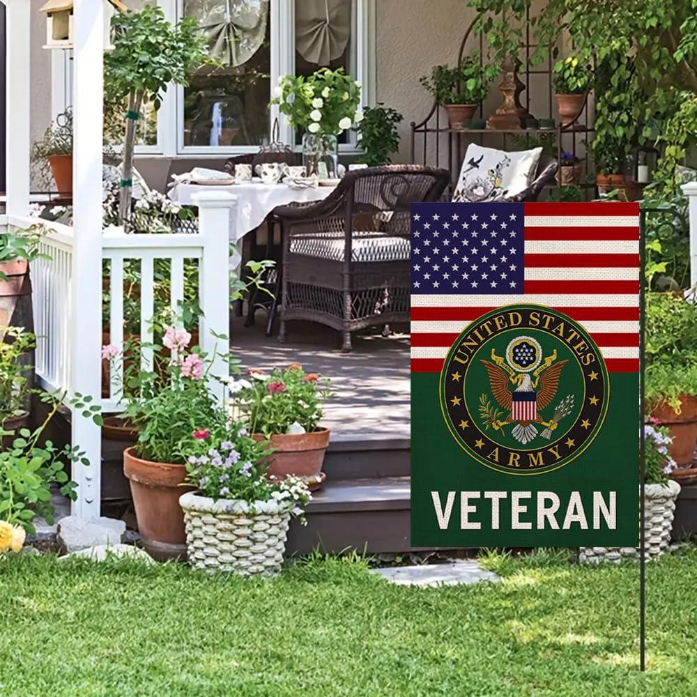 US Veteran Garden Flag Veteran's Day House Decor (13x18inch,Burlap,Double-Sided) Armed Forces United State Decoration American Military Memorabilia Remembrance Wall Home Yard Decor