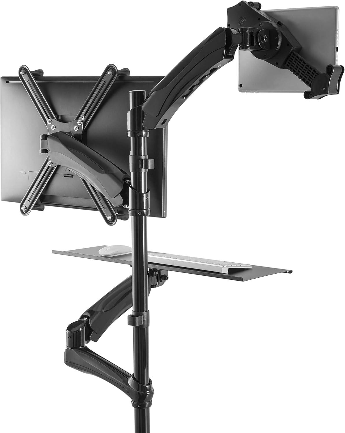 Cta Digital Pad-2amtk 2-in-1 Adjustable Monitor & Tablet Mount Stand With Keyboard Tray