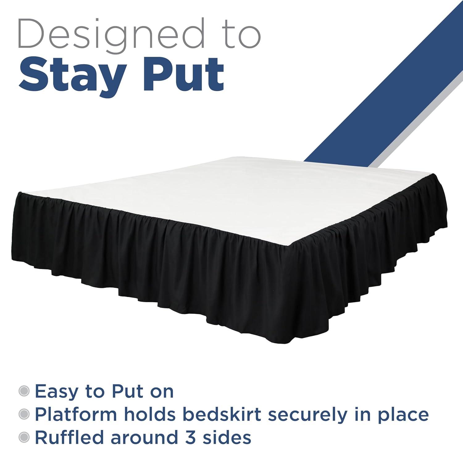 Martex Martex Ruffled Bed Skirt Easy Fit Lightweight 100% Microfiber Dust Ruffle Hotel Quality With 16 inch Tailored Drop
