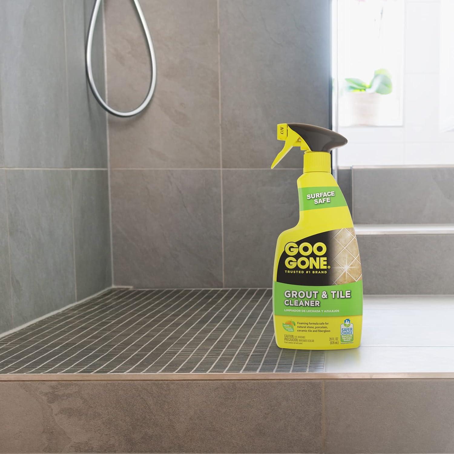 Goo Gone Grout and Tile Cleaner - 28 Ounce - Removes Tough Stains Dirt Caused by Mold Mildew Soap Scum and Hard Water Staining - Safe on Tile Ceramic Porcelain