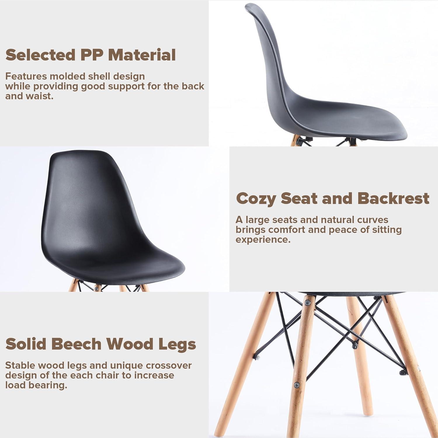 5 Piece Dining Table Set,31" Round Dining Table Set for 4,Modern Kitchen Table and Chairs for Dining Room & Coffee Shop & Small Spaces,Black