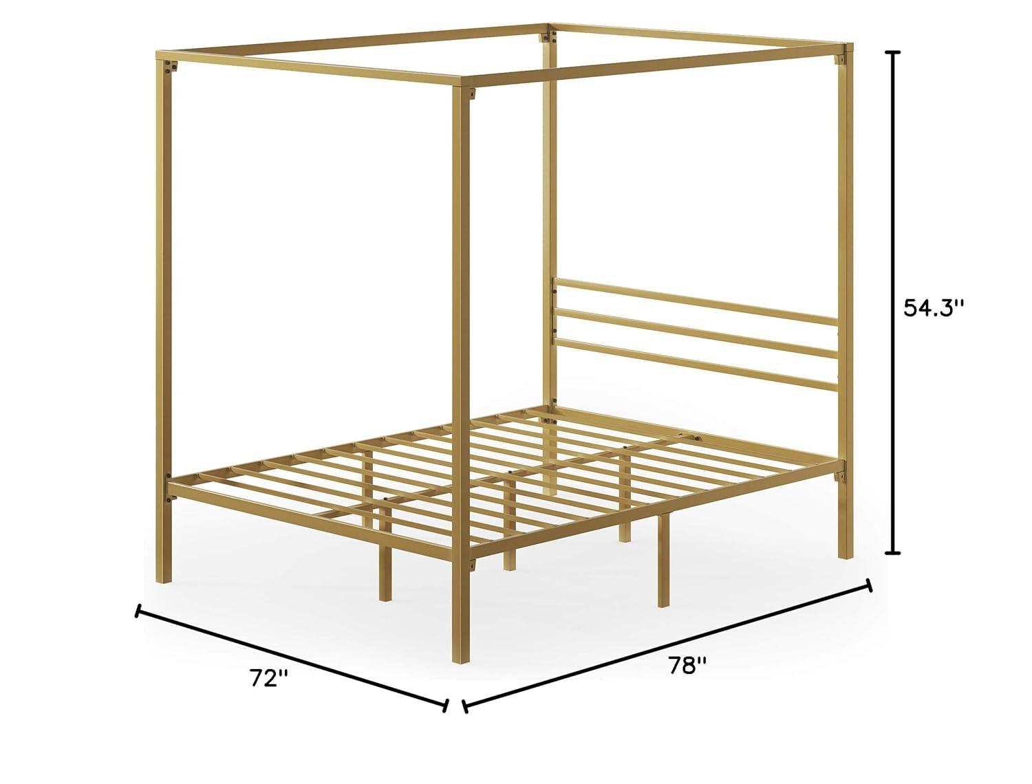 Zinus Patricia 72" Gold Metal Canopy Platform Bed Frame, Full