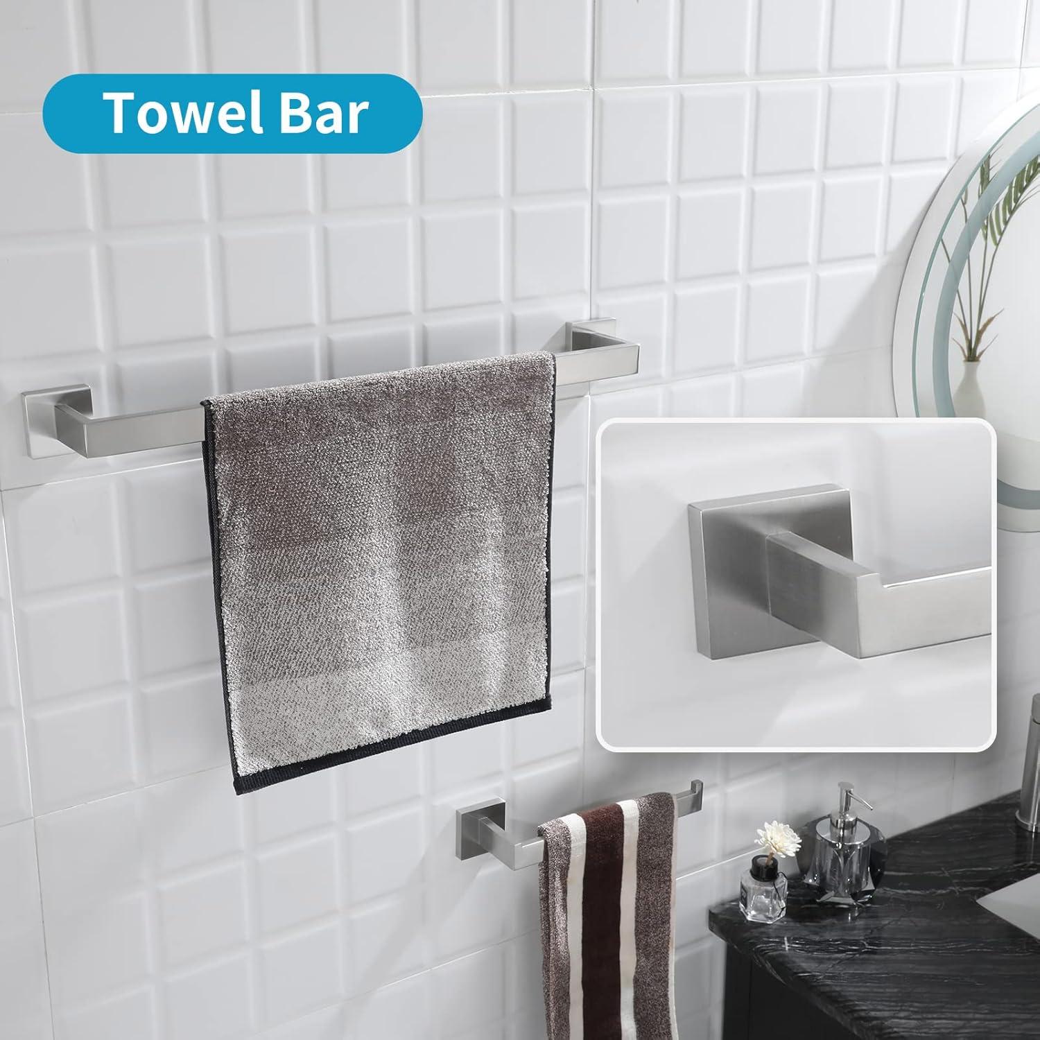 AUMIY  5 pcs Bathroom Hardware Accessories Set  Stainless Steel  Towel Bar Set  Includes  Towel Bar  Toilet Paper Holder  Hand Towel Holder And 2*Towel Hooks  Wall Mounted