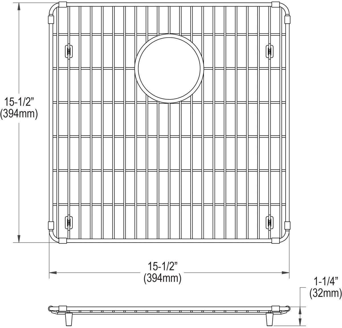 Elkay CTXBG1515 Crosstown Stainless Steel 15-1/2" x 15-1/2" x 1-1/4" Bottom Grid