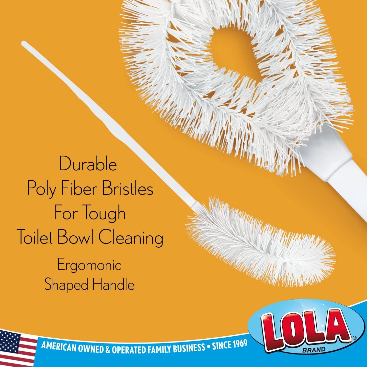 LOLA Toilet Bowl Brush W/ Curved Head, Durable Poly Fiber Bristles - 1 Count