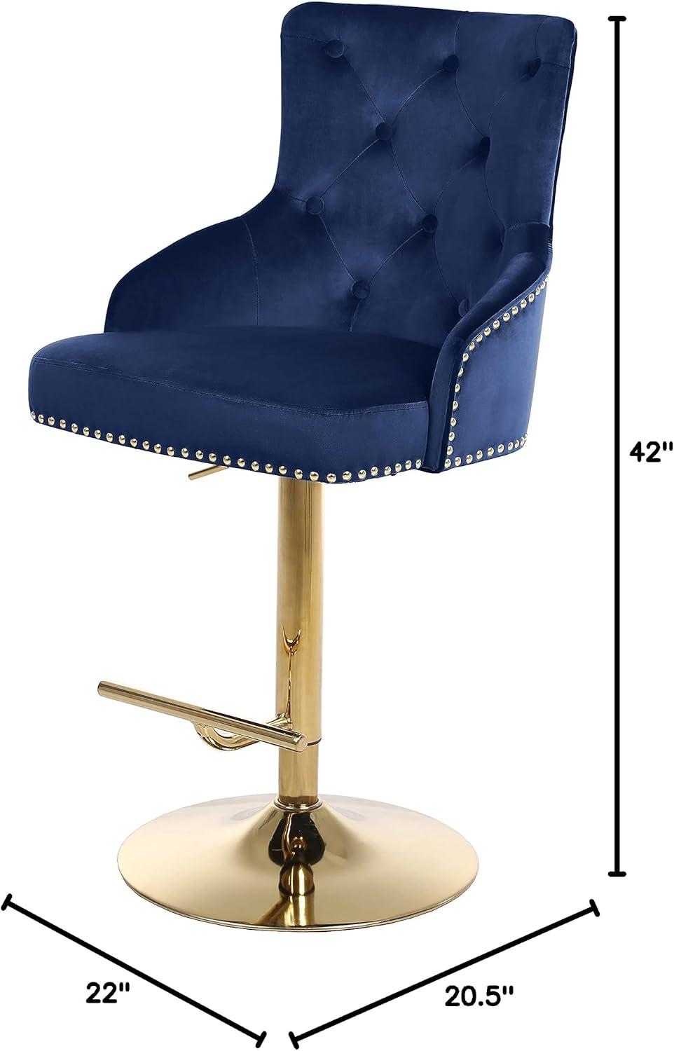 Meridian Furniture Claude Navy Velvet Adjustable Stool