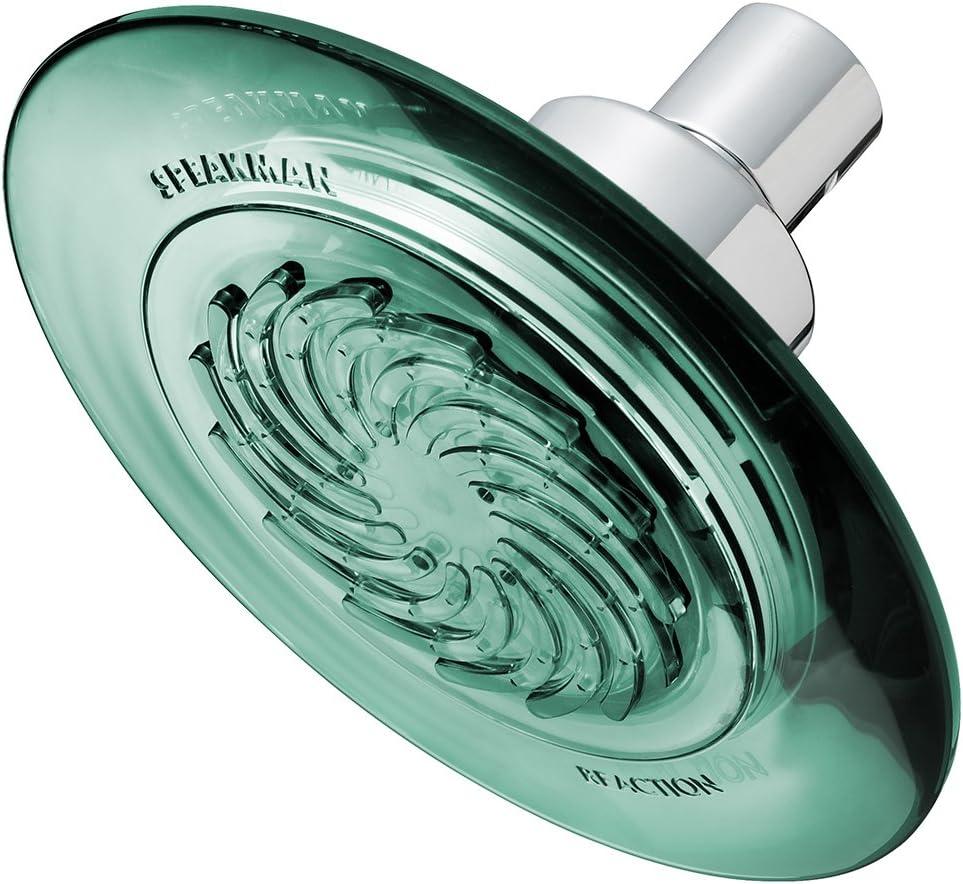 Jade Green Round Plastic Turbine-Powered Shower Head