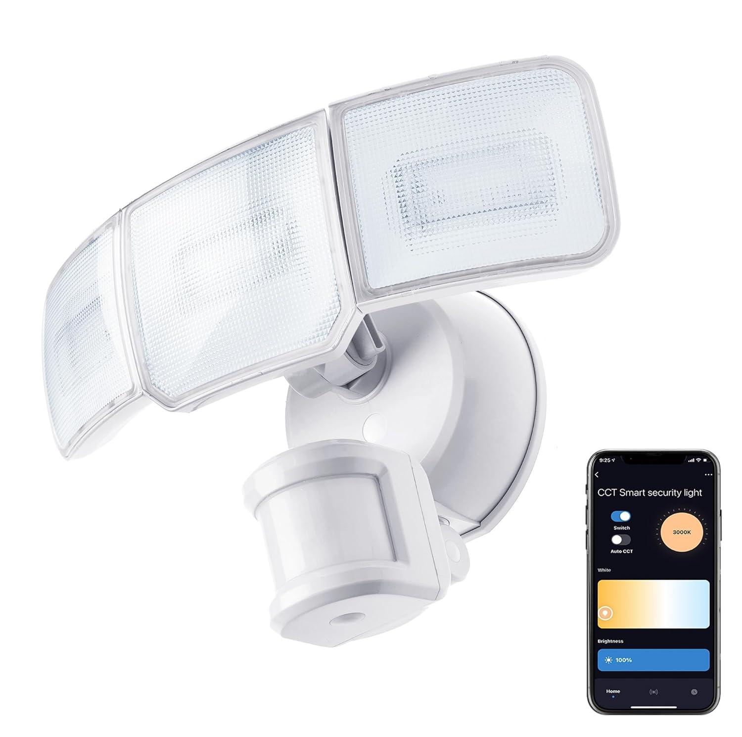 Home Zone Security Smart 3 - Head LED Hardwired Dusk to Dawn Outdoor Security Flood Light with Motion Sensor