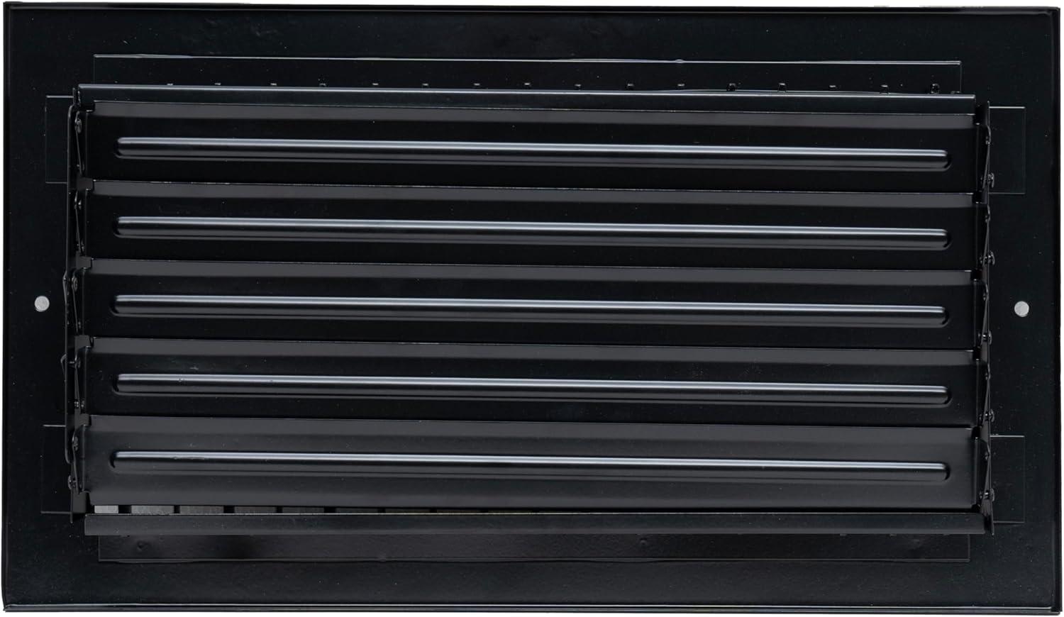 Fits 12x6 Duct Opening Steel Adjustable Air Supply Grille by Handua | Register Vent Cover Grill for Sidewall and Ceiling | Black | Outer Dimensions: 13.75" X 7.75"