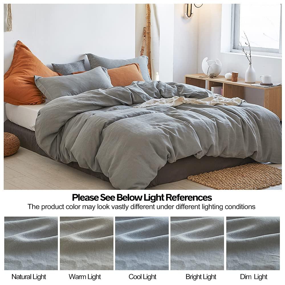Simple&Opulence 100% Linen Duvet Cover Set with Washed-French Flax-2 Pieces Solid Color Basic Style Bedding Set-Breathable Soft Comforter Cover with 1 Pillowsham(Twin,Linen)