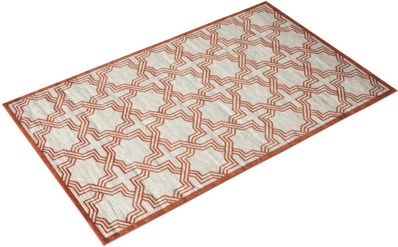 SAFAVIEH Amherst William Geometric Area Rug, Ivory/Orange, 5'3" x 8'