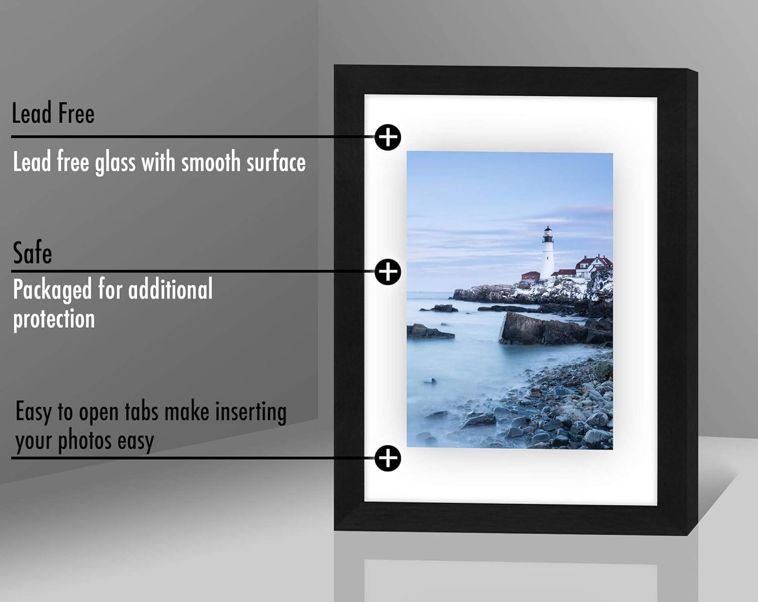 Americanflat Black Floating Picture Frame | Displays Any Size Photo up to 8.5 x 11 Inches. Lead Free Glass. Hanging Hardware Included!