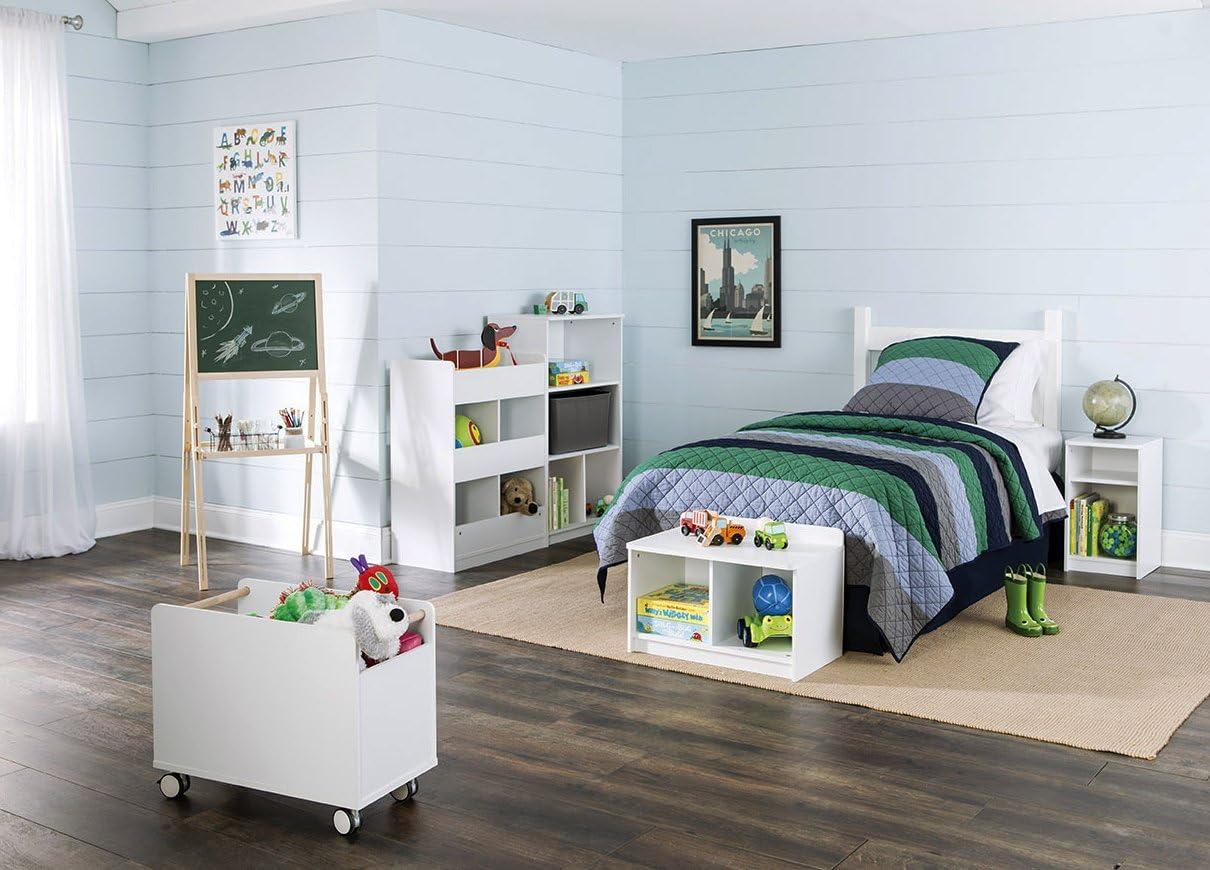 White 3-Tier Kids' Storage Shelf with Cubes