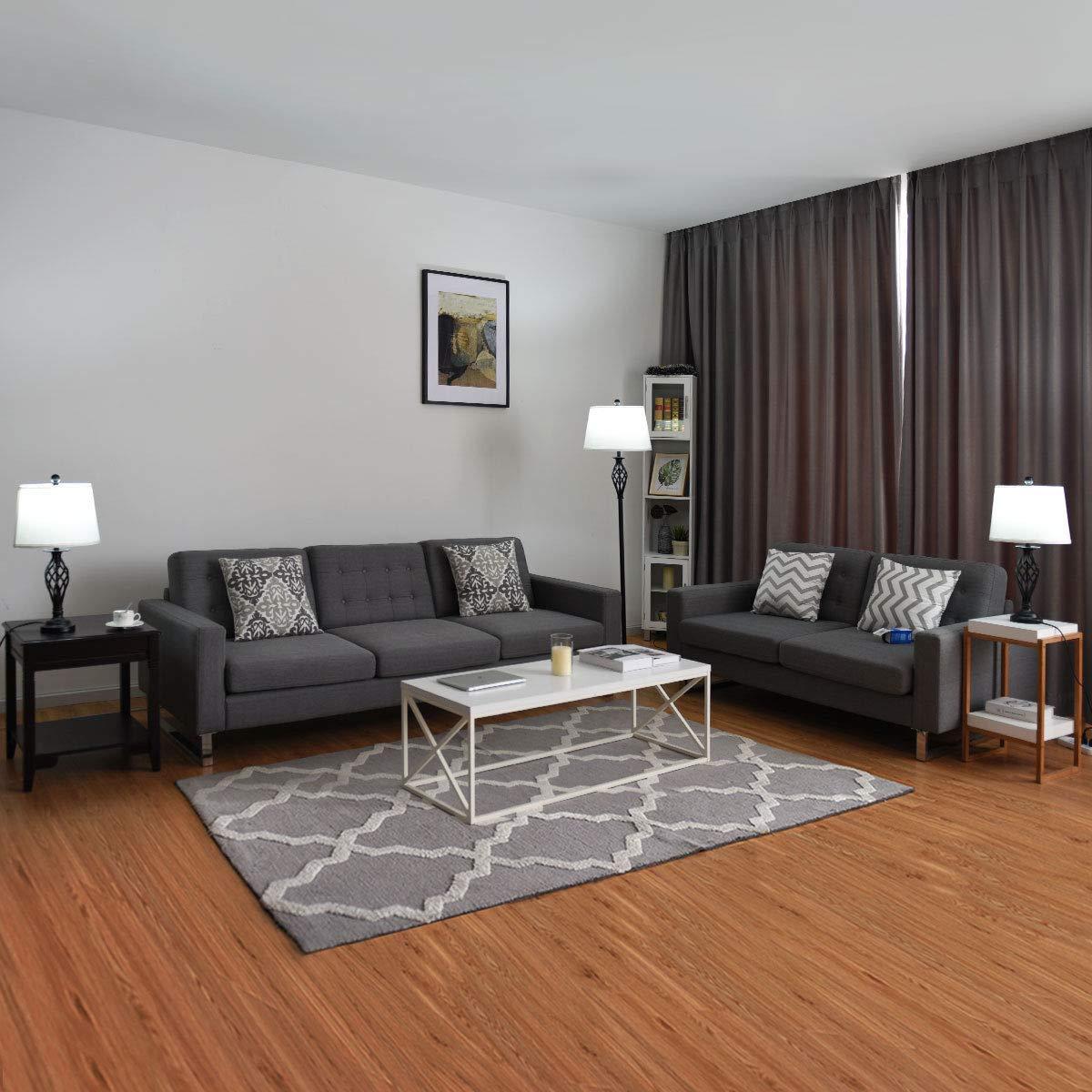 Lalia Home Crystal Drop Table and Floor Lamp Set Metallic Silver : Metallic Silver, Brushed Nickel Base ,Modern Lighting