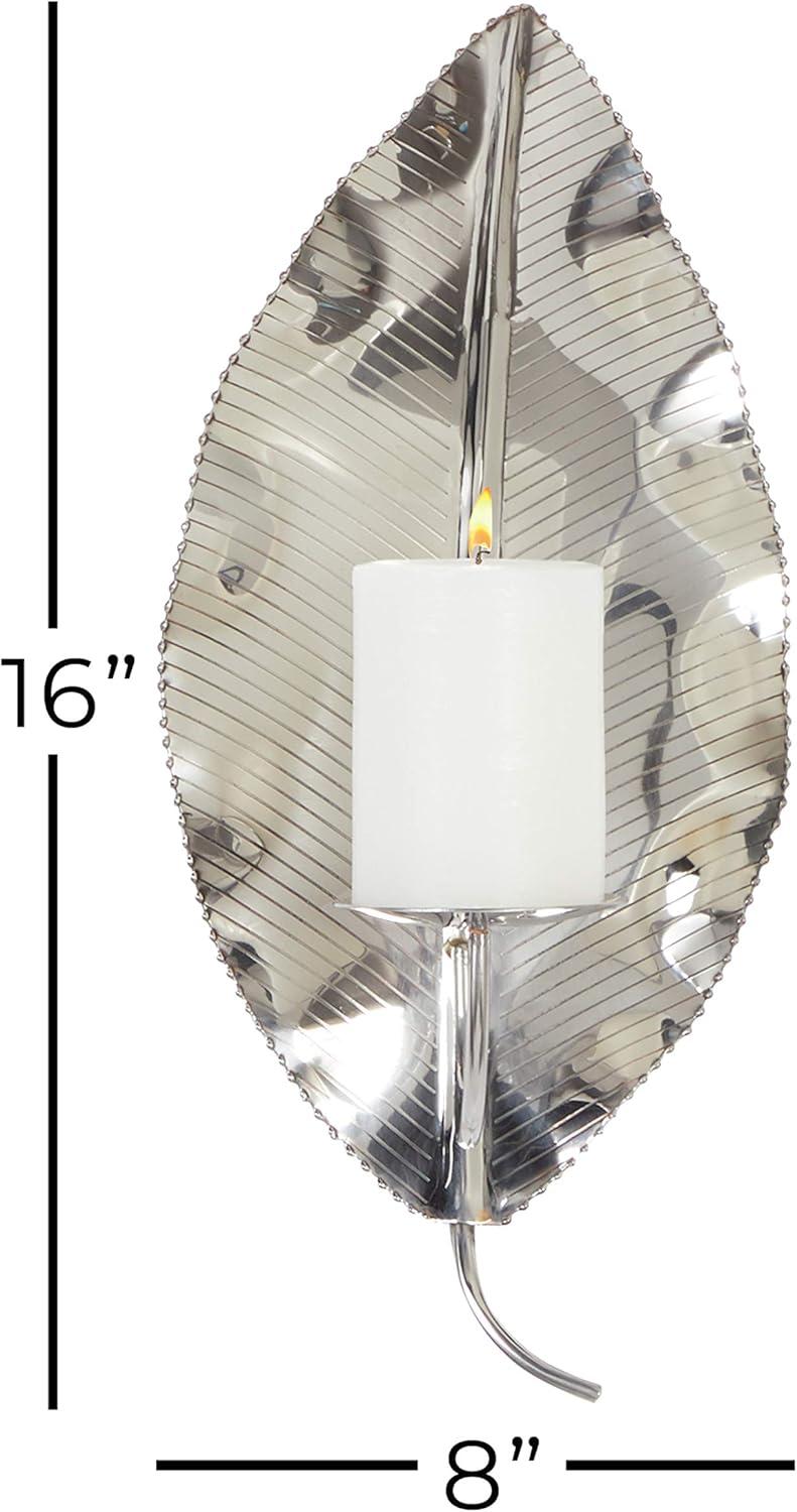 Elegant Silver Leaf-Shaped Stainless Steel Wall Sconce