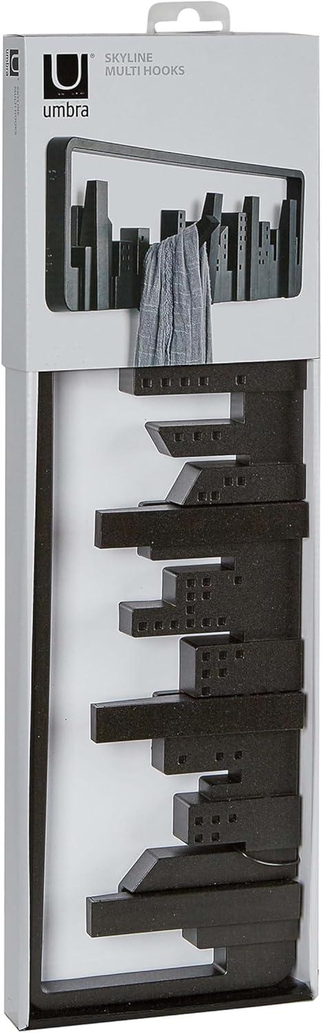 Umbra Skyline 5 Hook Modern Wall Mounted Coat Rack Black