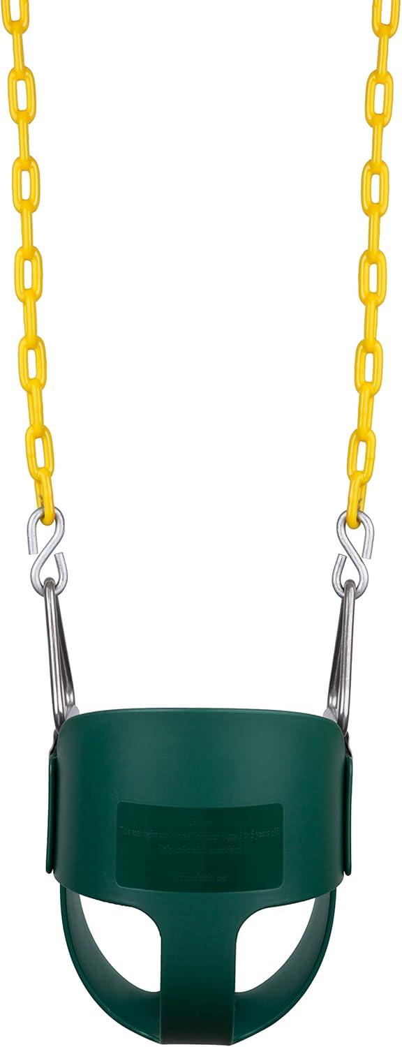 New Bounce Toddler/Baby Bucket Swing Seat - High Back Rust-Proof Swing - Green