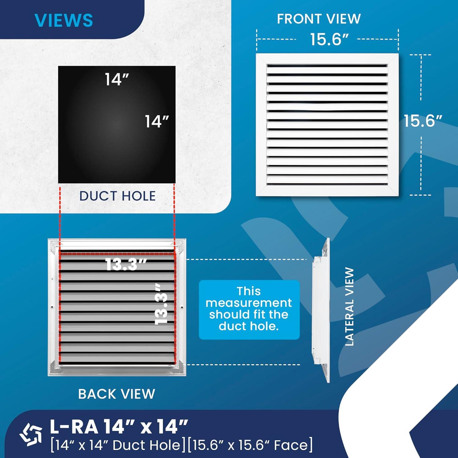 White Aluminum 14x14 Inch Ceiling Vent Grille