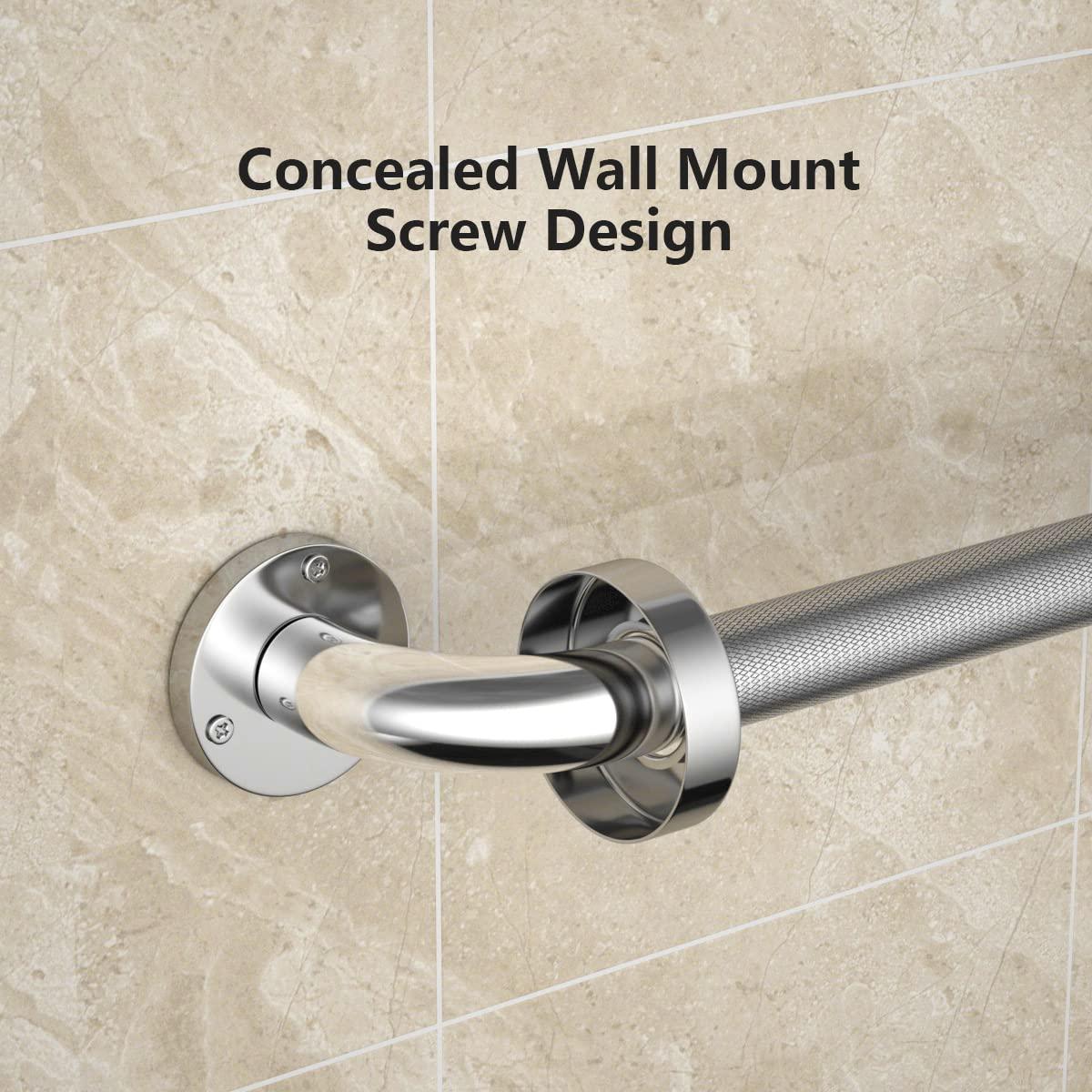 HEALTHLINE Grab Bar for Bathroom 12 inch, Bathroom Safety Bars Showers and Walls, Bathtub Safety Rail Shower Grab Bars Chrome Bath Handle for Elderly, Seniors, Disabled, ADA, Knurled Chrome (12 inch)