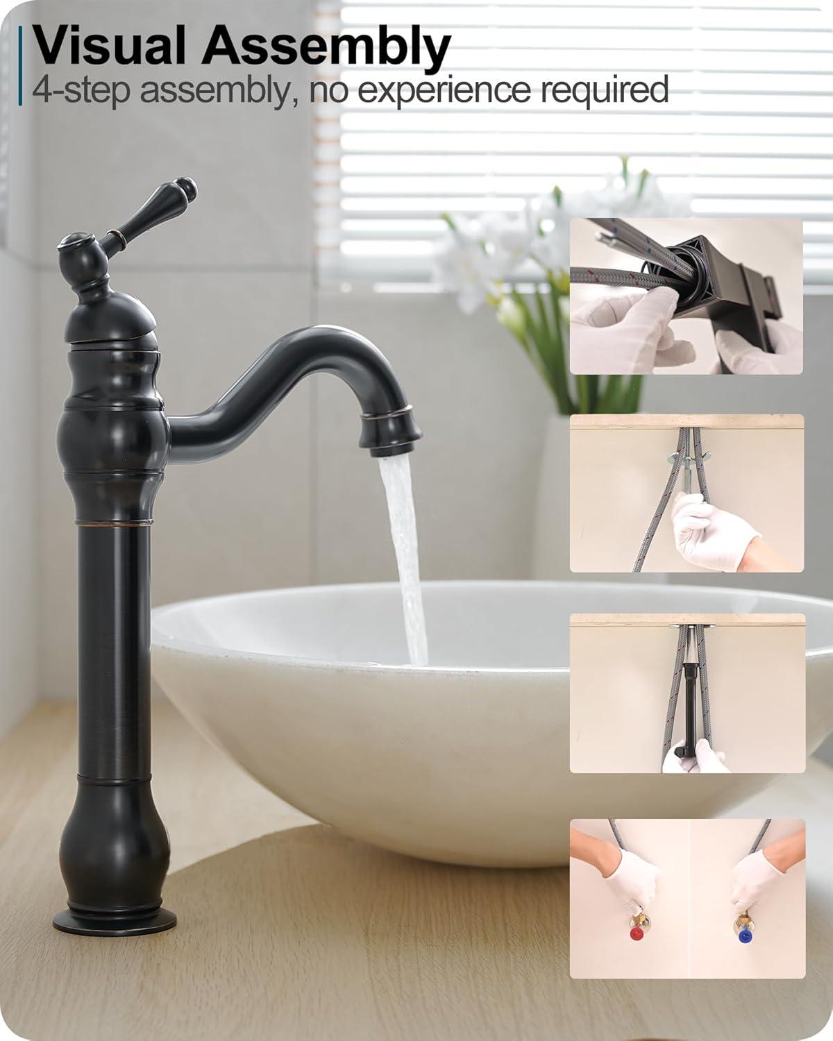 Oil Rubbed Bronze Single Handle Vessel Sink Faucet