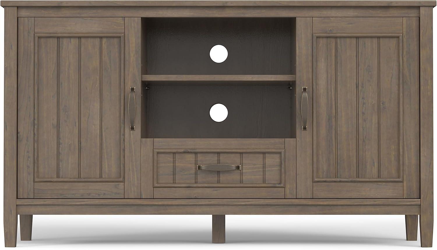 Simpli Home Lev SOLID WOOD TV Media Stand in Smoky Brown For TVs up to 60 inches