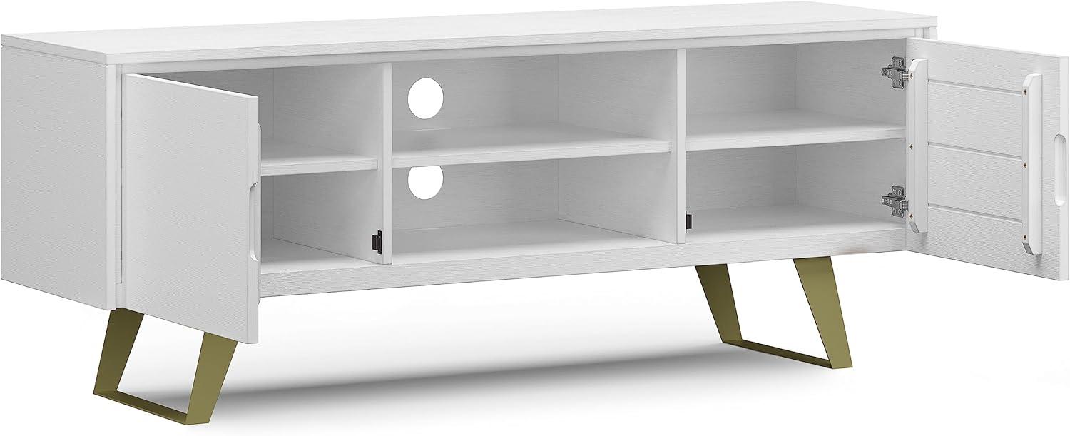 Simpli Home Lowry 63"W Solid Wood Modern Industrial TV Stand for TVs up to 70" with Storage