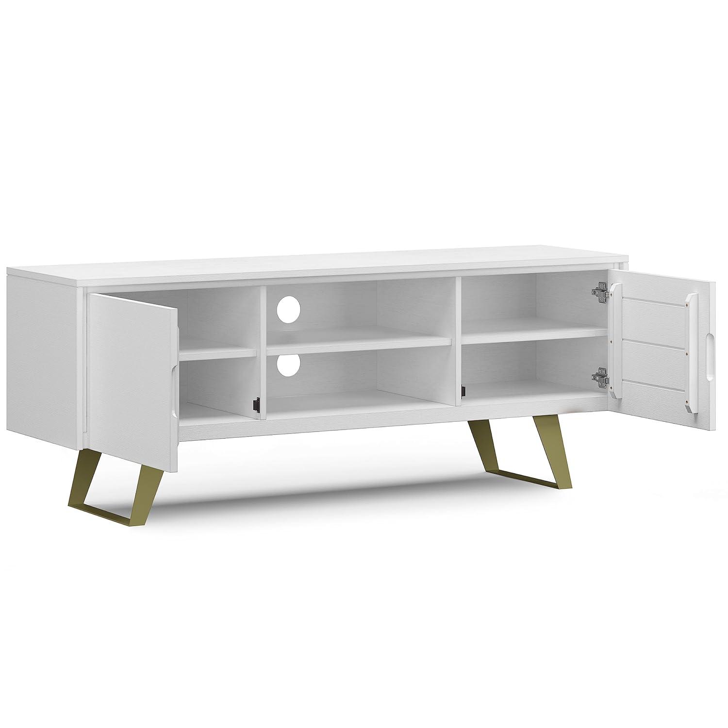 Simpli Home Lowry 63"W Solid Wood Modern Industrial TV Stand for TVs up to 70" with Storage