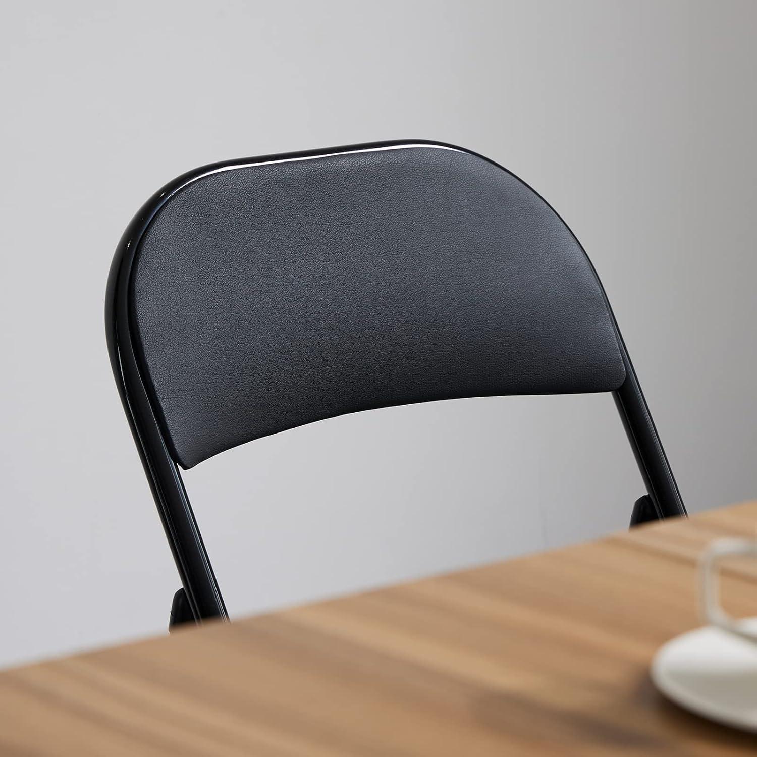 Black Metal Armless Folding Reception Chairs, Set of 4