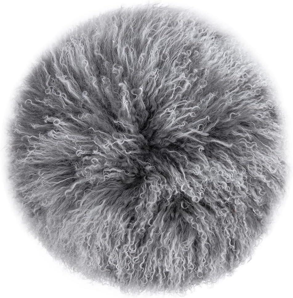 Jennifer Taylor Home Alberta 16 inch Mongolian Sheepskin Round Ottoman