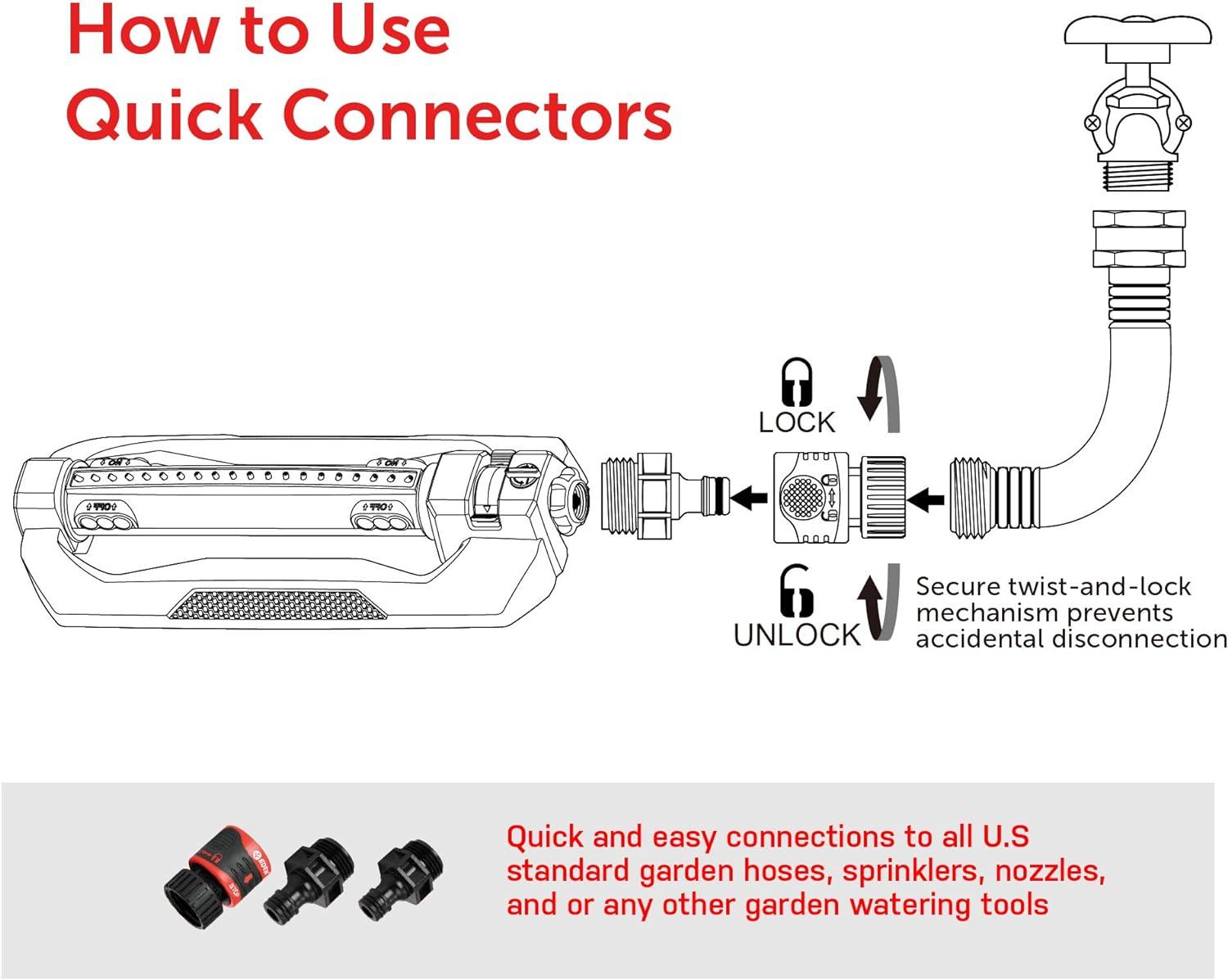 Heavy Duty Silver and Black Metal Oscillating Sprinkler with Quick Connect