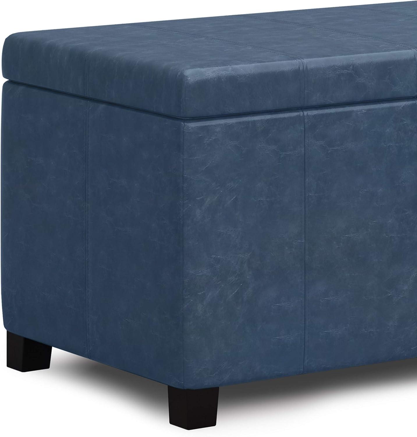 Simpli Home Dover 36"W Upholstered Storage Ottoman Bench with Lift-Top and Large Interior Storage