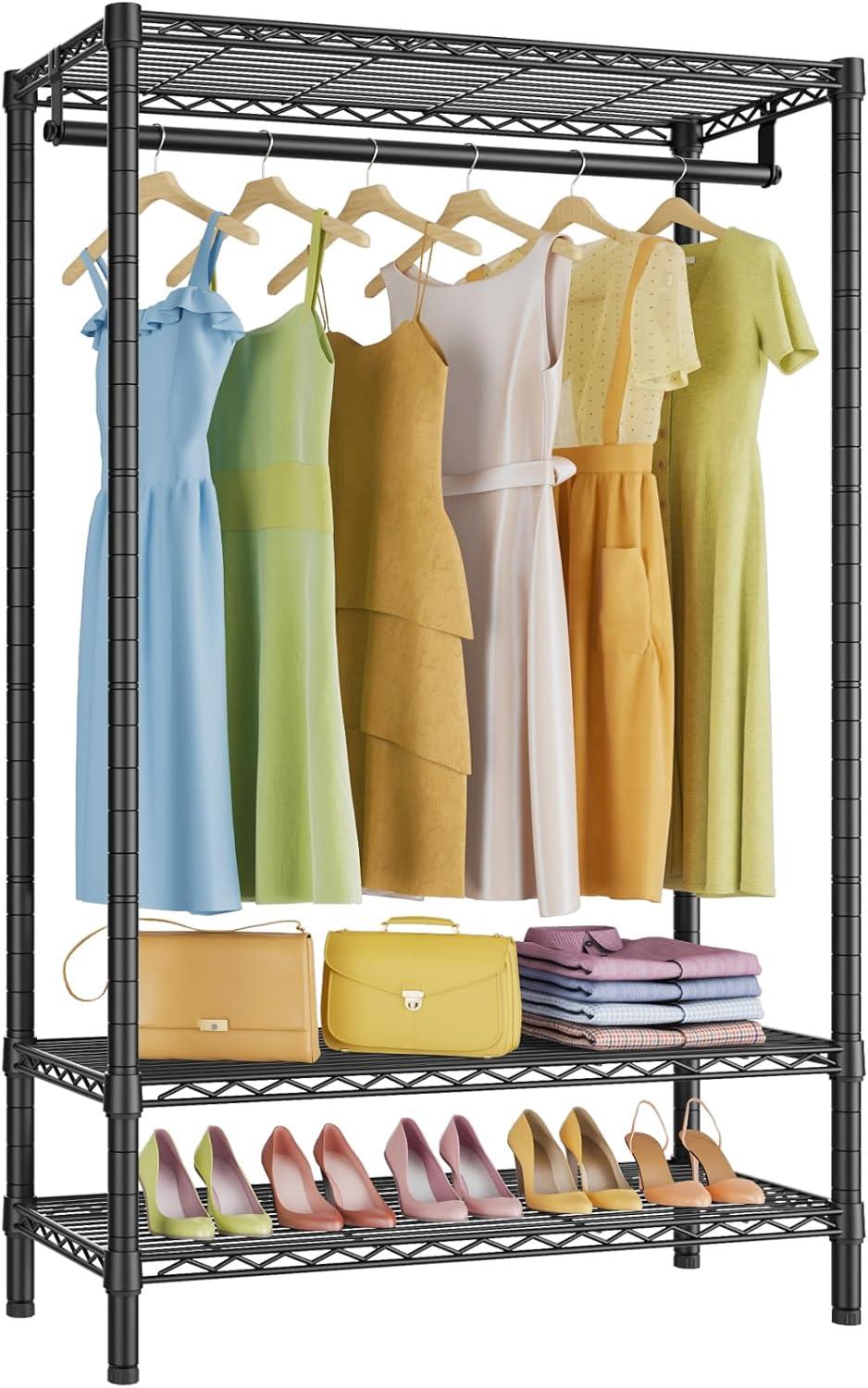 Black 3-Tier Wire Freestanding Closet System