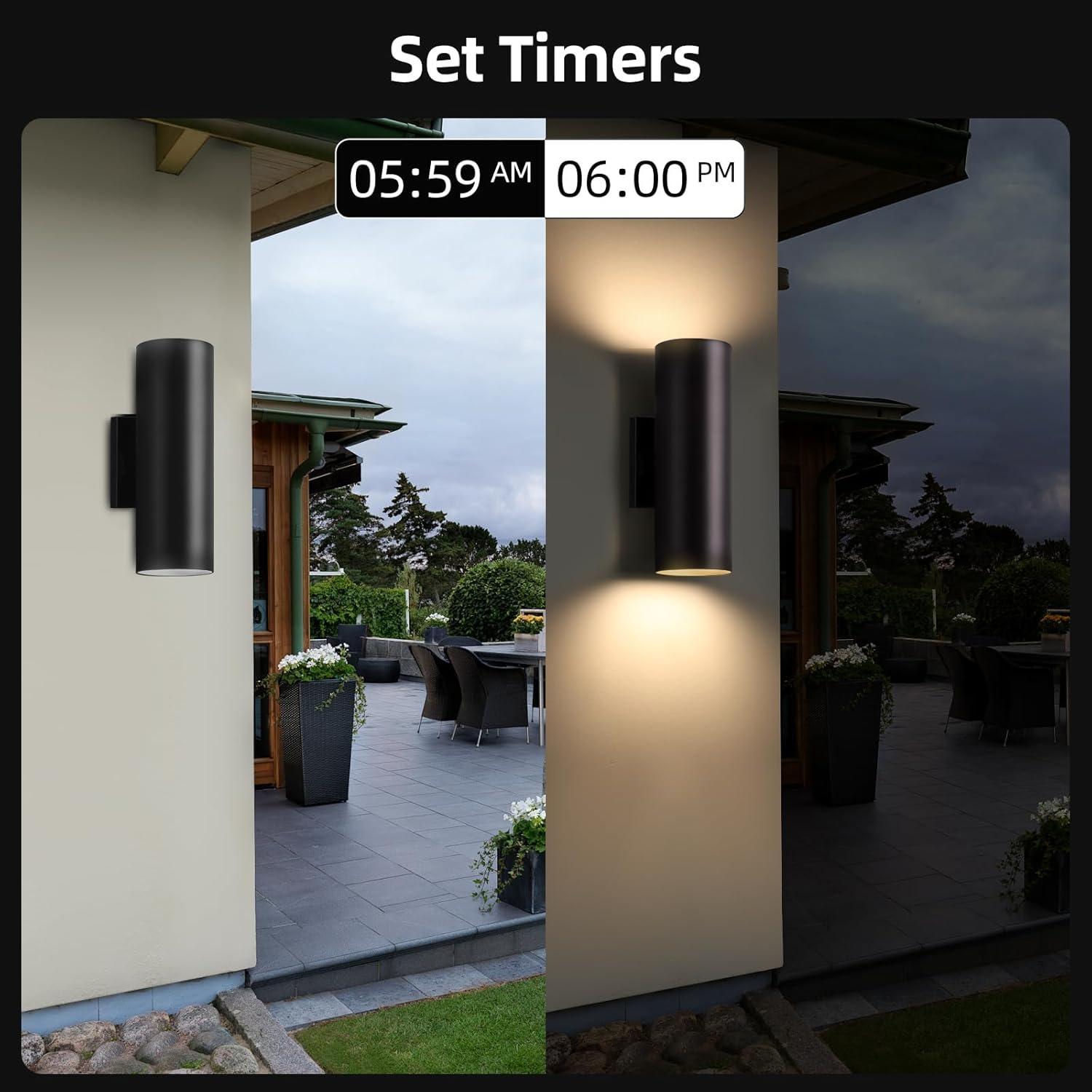 Modern RGB Outdoor Light, 2700K-6500K Ambience Outdoor Wall Sconce Color Changing, Wifi App Control Up Down Lights, Smart Exterior Wall Light For House Porch, Works With Alexa Google Assistant