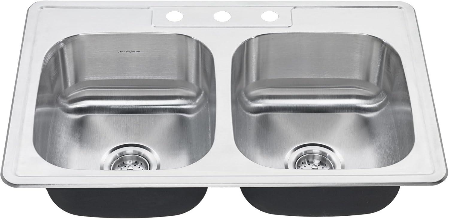 Colony 33'' L Drop-In Double Bowl Stainless Steel Kitchen Sink