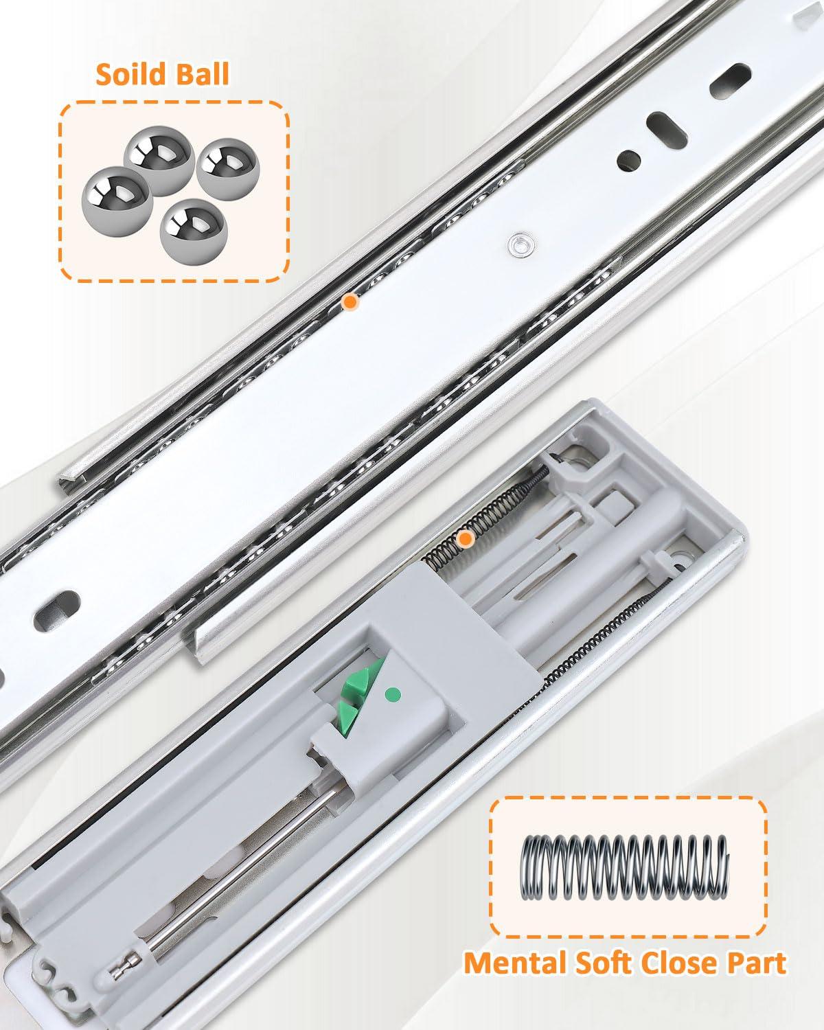 22 inch 100 lb 1 Pack 22" Side Mount Soft Close Full Extension Drawer Slides, Silver