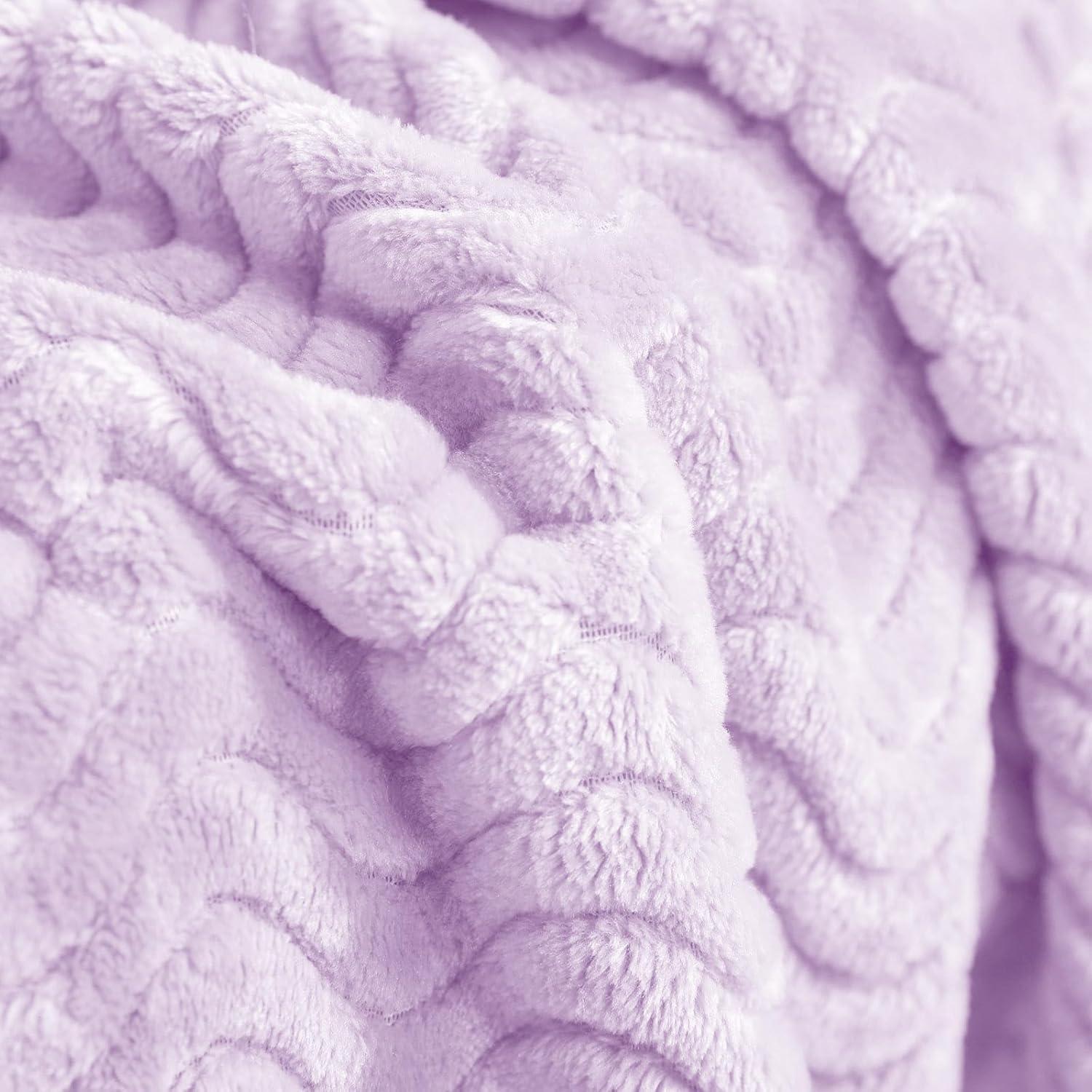 PAVILIA Soft Waffle Blanket Throw for Sofa Bed, Lightweight Plush Warm Blanket for Couch , Lavender Purple/Throw - 50x60