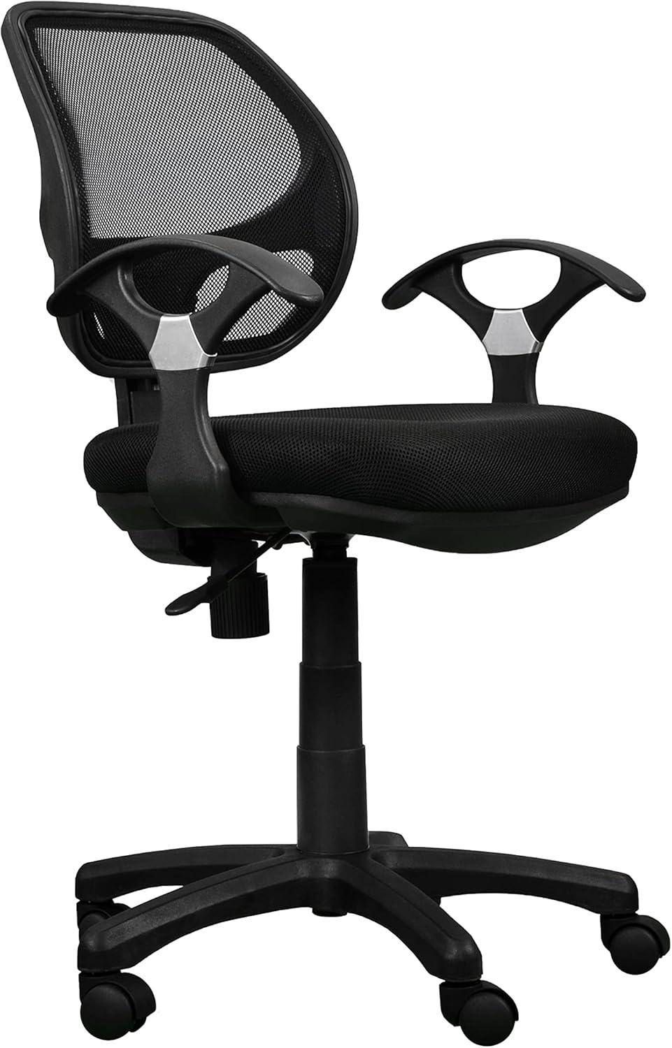 Sleek Black Mesh & Fabric Adjustable Task Chair with Swivel Base