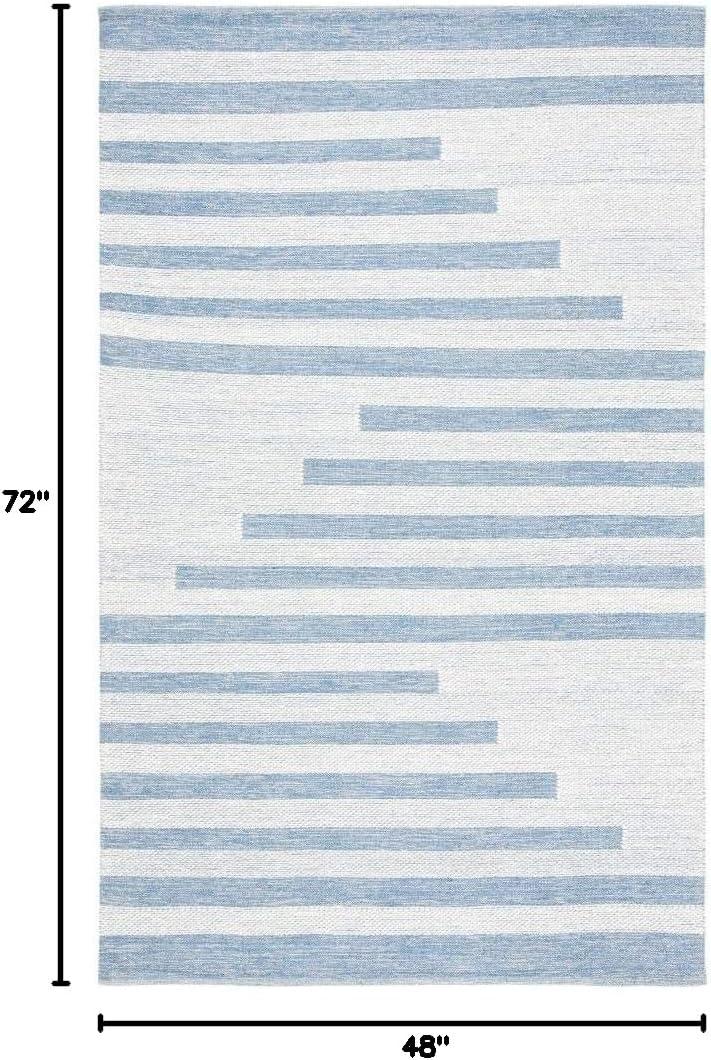 Striped Kilim STK504 Hand Woven Area Rug - Ivory/Blue - 4'x6' - Safavieh.