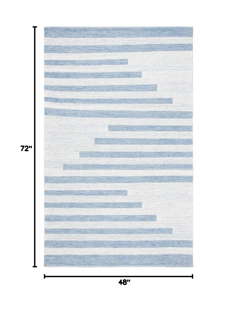 Striped Kilim STK504 Hand Woven Area Rug - Ivory/Blue - 4'x6' - Safavieh.