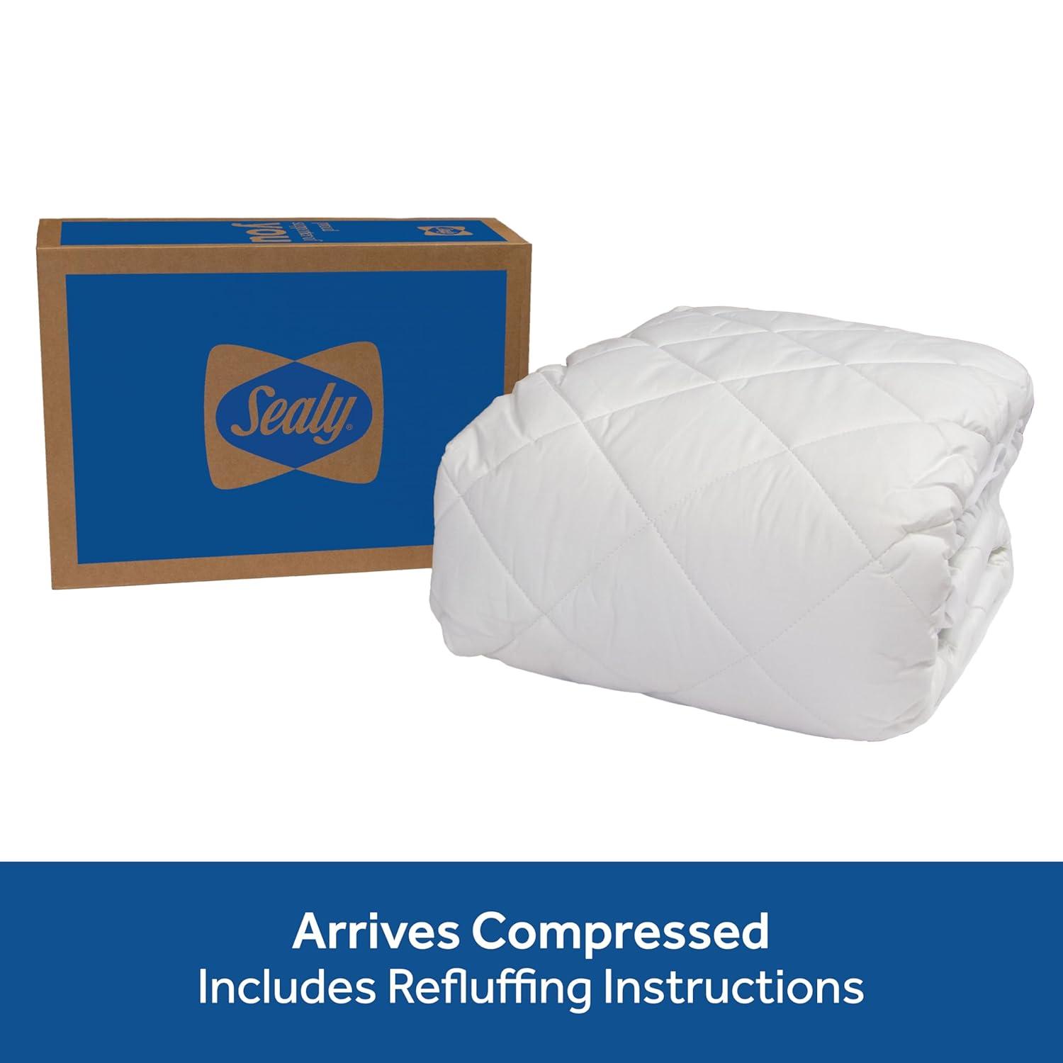Sealy Luxury Cotton Top Mattress Cover Pad, Twin, White- Soft High Loft Comfort Fitted