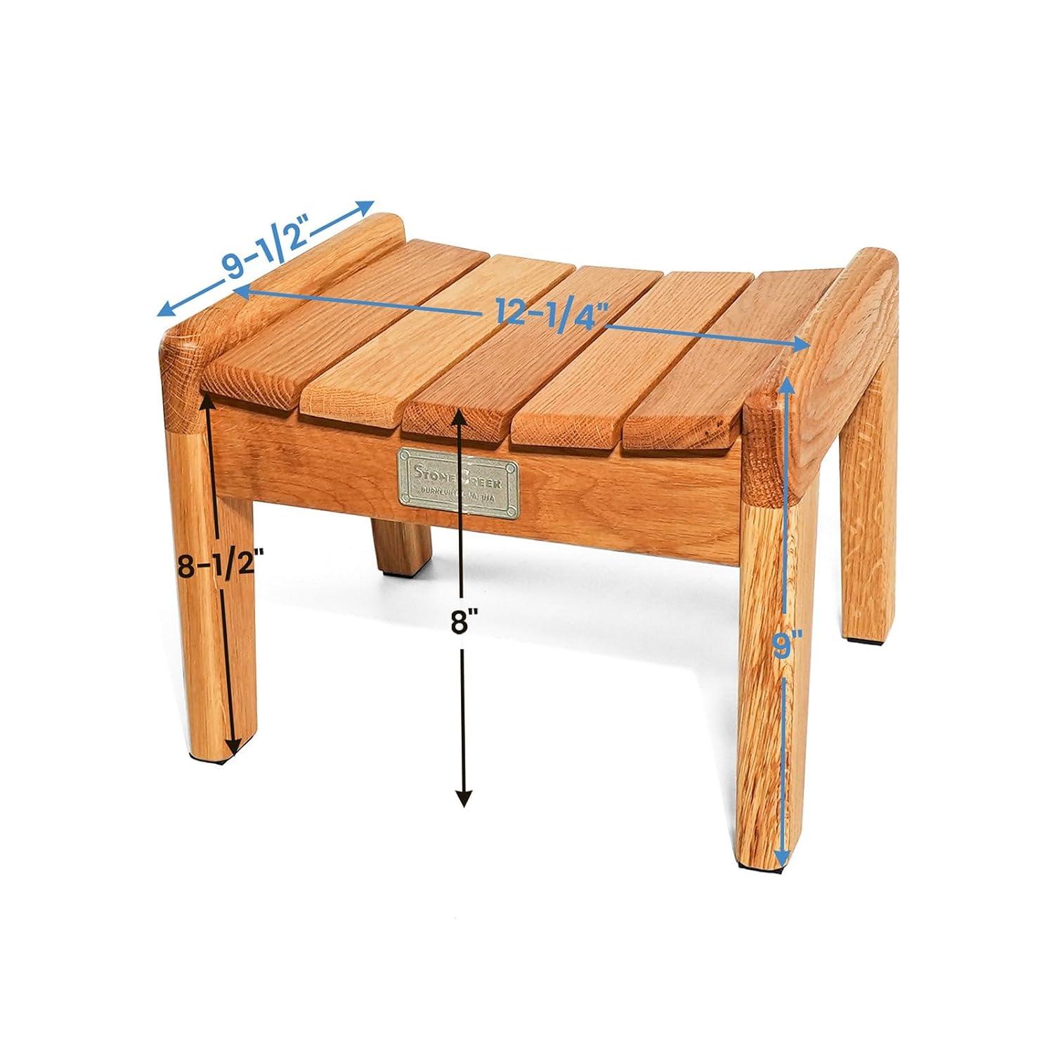 StoneCreek Creative Wood Stool, USA Grown Oak, Stylish Curved Seat Surface Rustic Crate-Inspired Design, Handcrafted Little Stool for Adult Kids, No Assembly Needed, Standard, Natural Oak