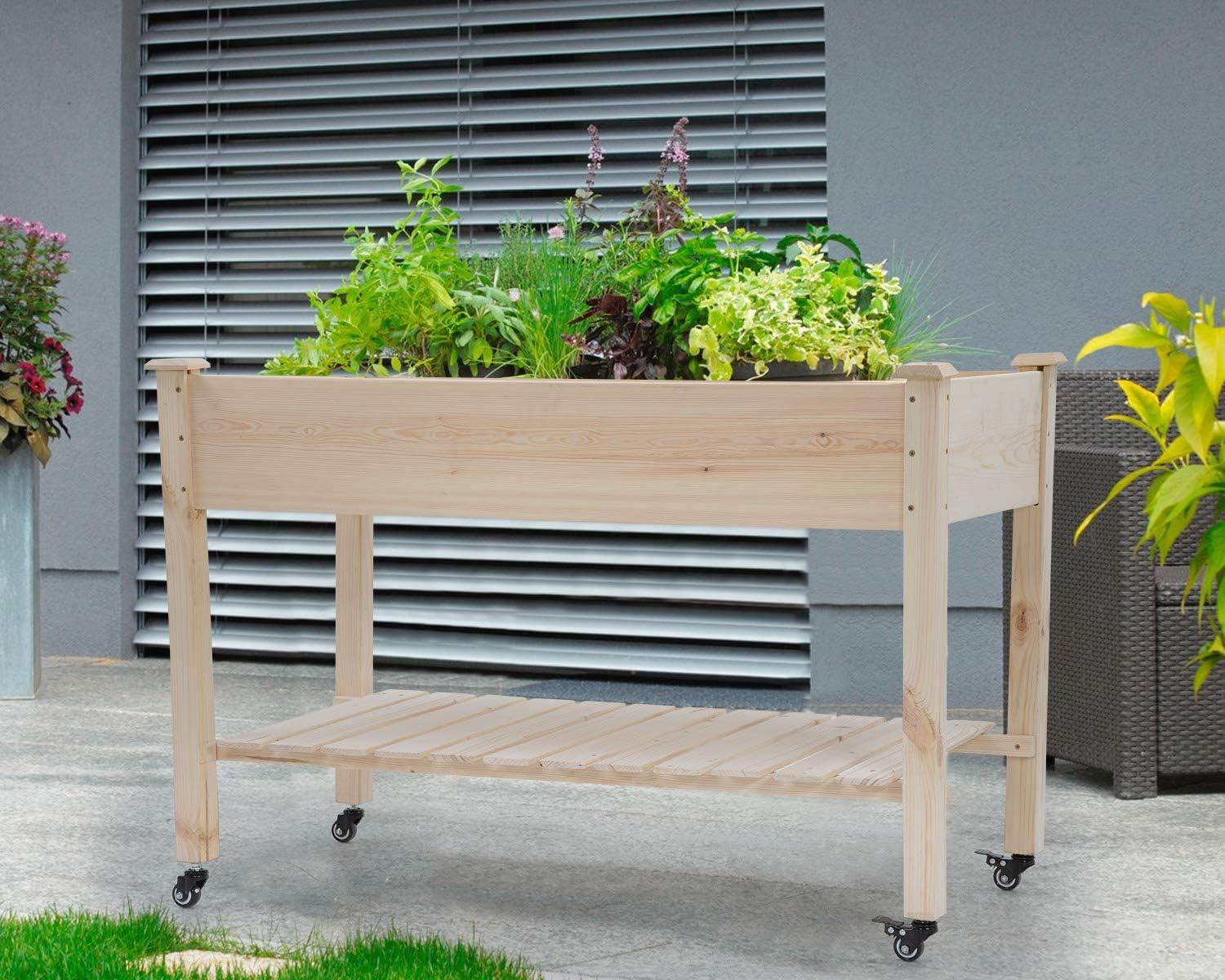 FDW Raised Garden Bed, Wood Planter Box Outdoor and Indoor Planter Box Garden Grow Box Patio Gardening Planter Box for Vegetable Flower,Nature