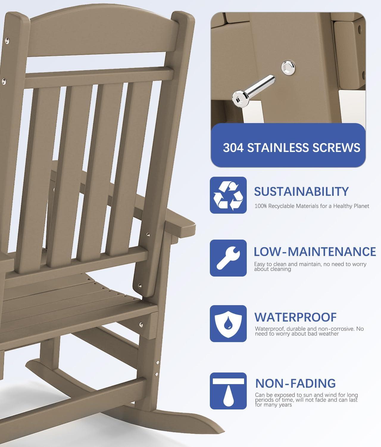 Oxing HDPE Outdoor Rocking Chair (Set of 2)