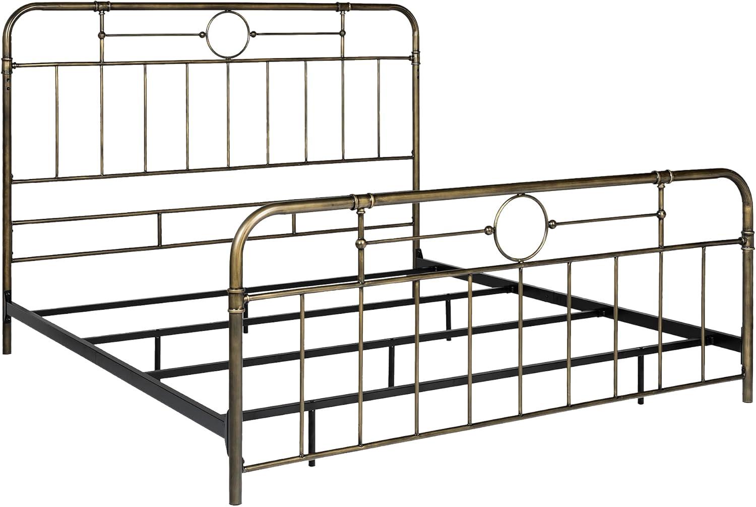 Antique White Metal Pipe Queen Bed with Powder Coated Finish