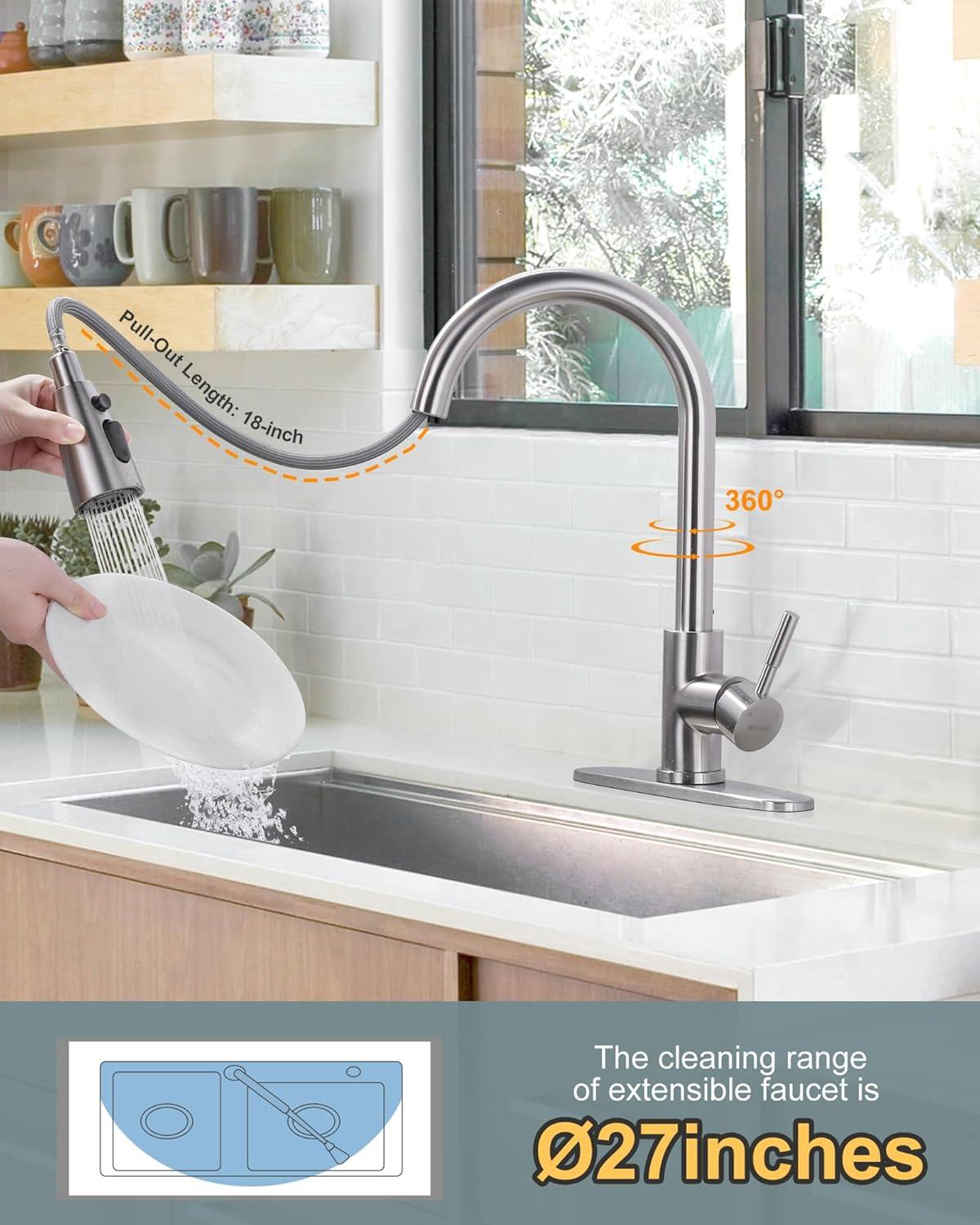 High Arc Pull Down Kitchen Faucet with Sprayer