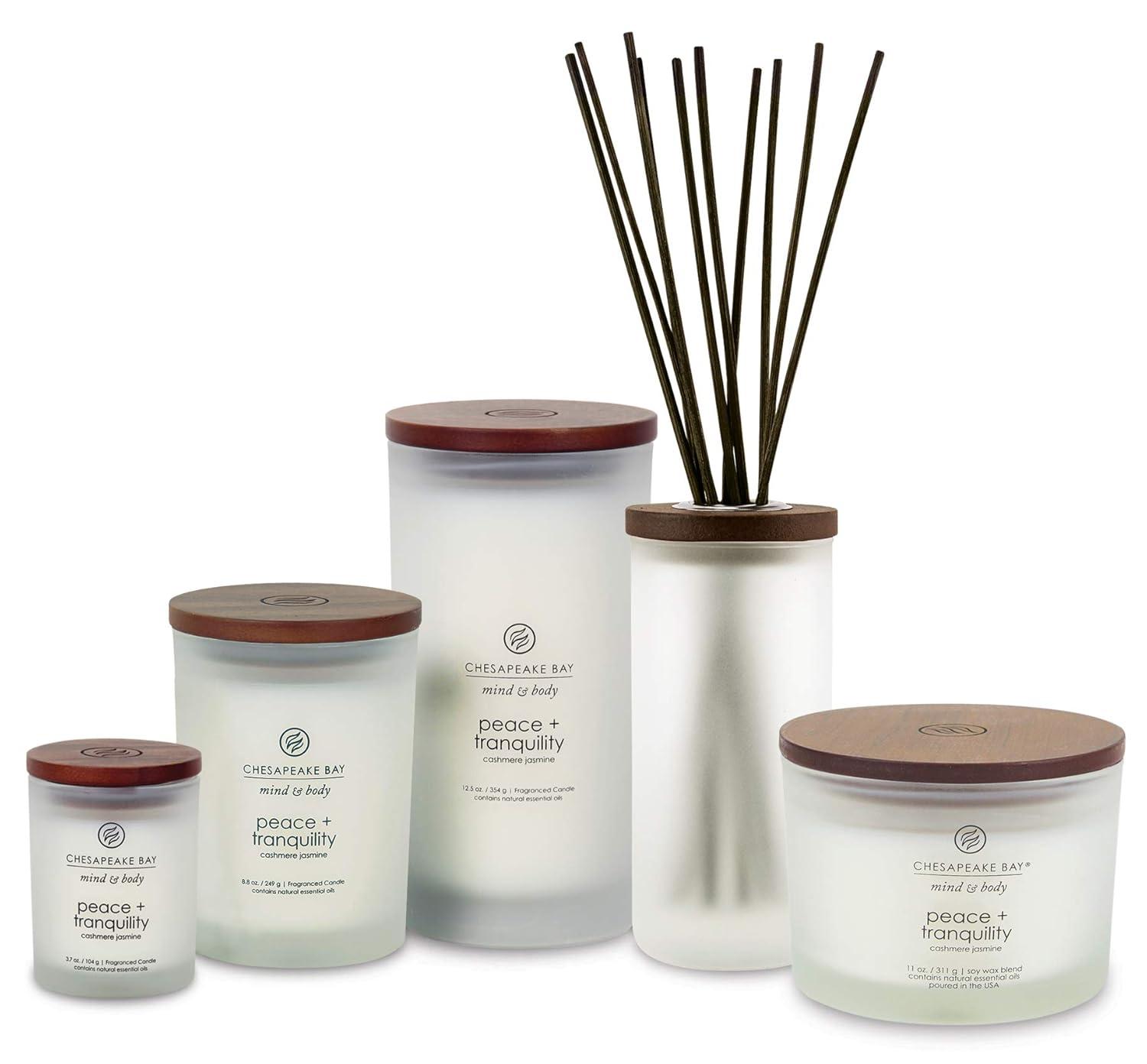 Frosted Glass Peace + Tranquility Lidded Jar Candle White 8.8oz - Mind & Body by Chesapeake Bay Candle: Soy Wax Blend with Essential Oils