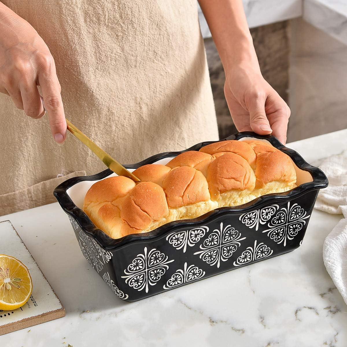 Black and White Rectangular Ceramic Nonstick Bread Pan